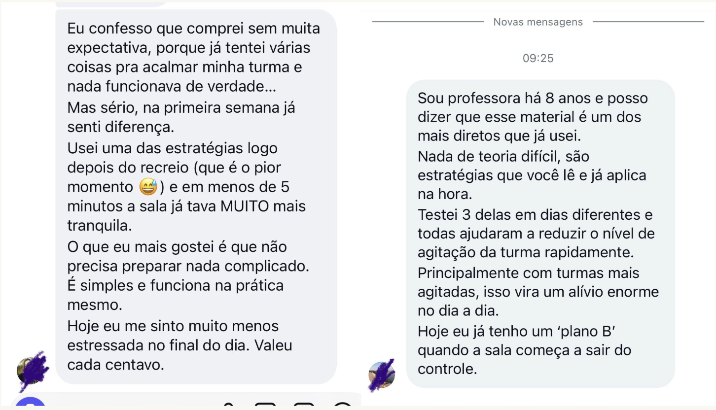 Depoimentos de professoras que aplicaram as 7 intervenções na prática